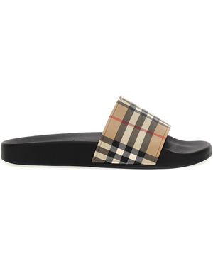 Burberry Slide Check Sandali Beige - Neutro