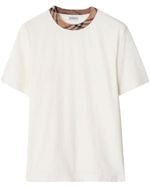 Burberry Check Trim Cotton T-shirt - White