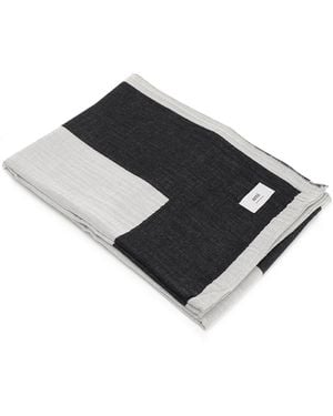 Ami Paris Bicolour Beach Towel - Black