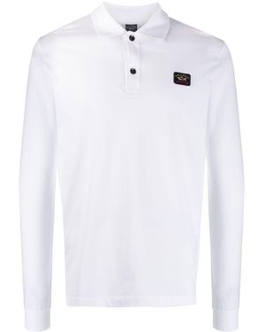 Paul & Shark Cotton Piqué Polo Shirt With Iconic Badge - White