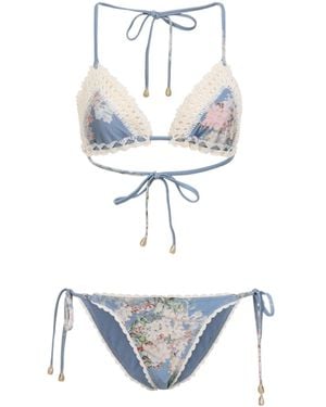 Zimmermann Cascadian Crochet Tri Lycra Bikini-Donna - Bianco