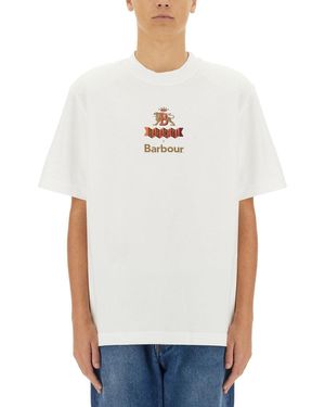 BARACUTA X BARBOUR T-shirt With Logo - White