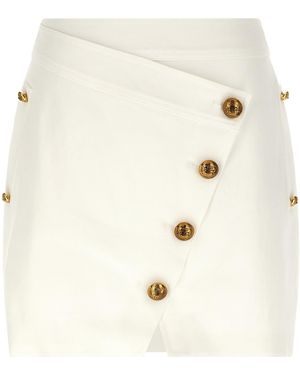 Elisabetta Franchi Jewel Button Skirt - Natural