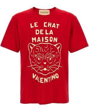 Valentino Garavani Le Chat De La Maison T Shirt Rosso-Uomo