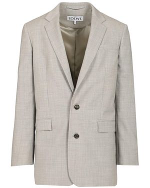 Loewe Single-Breasted Tailored Jacket Jackets - Grey