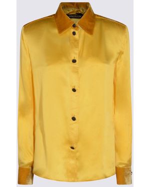 Roberto Cavalli Yellow Silk Shirt
