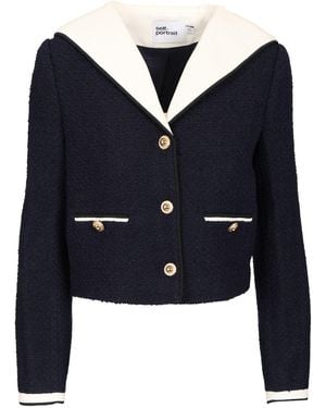 Self-Portrait Bouclé Jacket Jackets Blue