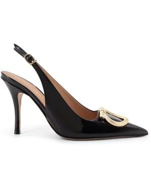 Ferragamo Sara Patent Leather Slingback Court Shoes - Black