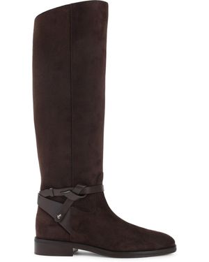 Jimmy Choo Suede Lawton Kb Flat Boots - Brown