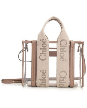 Chloé Woody Handbags Beige - White