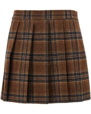 GIUSEPPE DI MORABITO Pleated Tartan Skirt Gonne Marrone-Donna