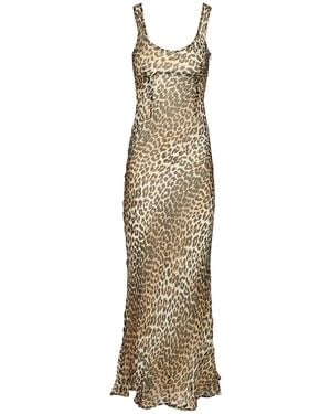 Ganni Long Leopard Dress - Metallic