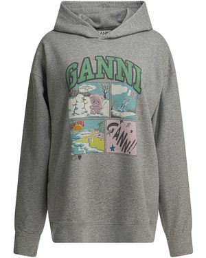 Ganni Bear Comic Sweatshirts - Grey
