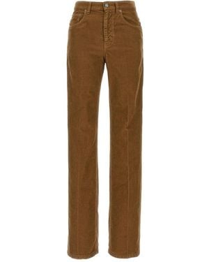 Saint Laurent Clyde High-Waisted Corduroy Pants - Brown