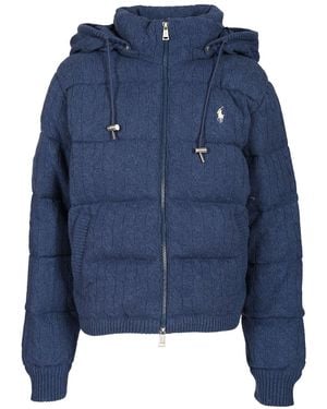 Polo Ralph Lauren Cashmere And Wool Down Jacket Duvets And Padded Items - Blue