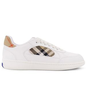 Burberry Low-top Leather Trainers With Check Inserts - White