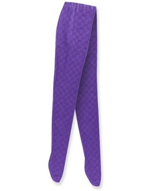 Gucci Nylon Tights With All-Over Gg Motif - Purple