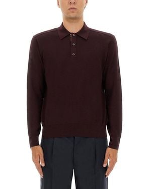 Burberry Shirt With Polo Collar-Uomo - Viola