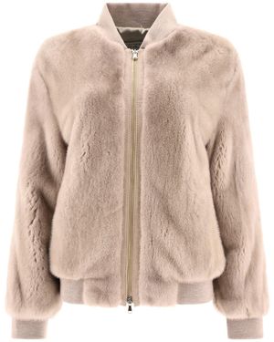 Giovi Mink Fur Bomber Jacket Jackets - Natural