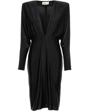 Alexandre Vauthier Structured V-Neck Jersey Dress - Black