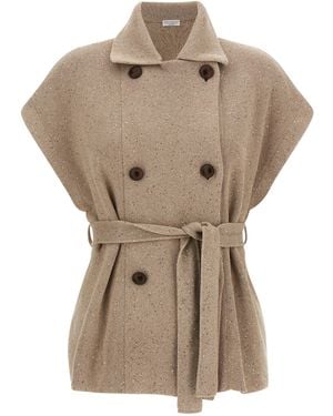 Brunello Cucinelli Diamante Jumpers And Cardigans Beige - Natural