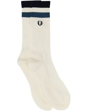 Fred Perry Sock With Logo Embroidery-Uomo - Bianco