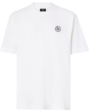 Fendi Cotton T-shirt With Ff Embroidery - White