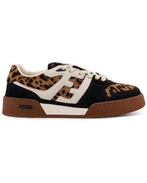 Fendi Match Suede And Pony Skin Low-Top Sneakers - White