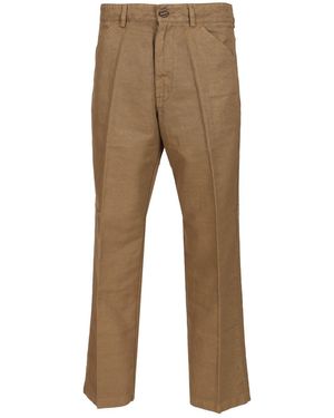 Original Vintage Cotton And Linen Blend Trousers - Natural