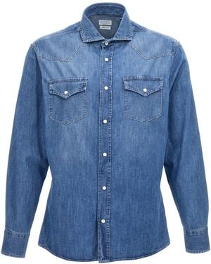 Brunello Cucinelli Denim Cotton Shirt - Blue