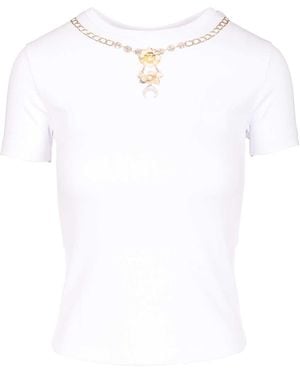 Marine Serre Trompe'Œil Jewelry Jersey Baby Fit T-Shirt Bianco-Donna