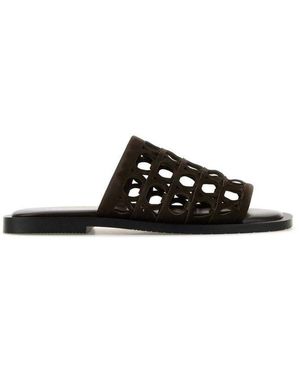 サンダル FERRAGAMO Dark brown suede Barbados slippers Salvatore Ferragamo Dark Brown Suede Barbados Slippers | Grailed