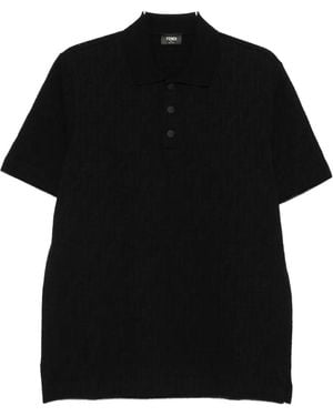 Fendi Ff Piquet Jacquard Polo Shirt - Black