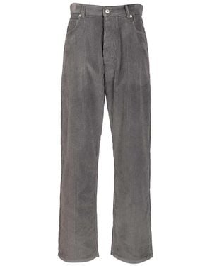 Bottega Veneta Matt Cotton Corduroy Wide Leg Pants Grey