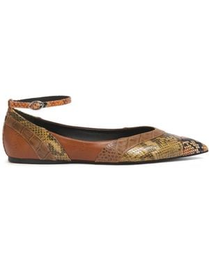 Marni Pointed-Toe Ballet Flats With Ankle Strap - Brown