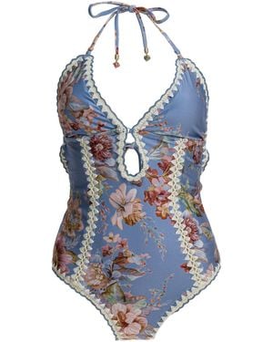 Zimmermann "Awaken Crochet Keyhole" Swimsuit - Blue