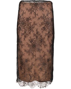 Self-Portrait Lace Midi Skirt - Brown