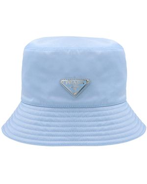 Prada Logo Bucket Hat Cappelli Celeste-Donna - Blu