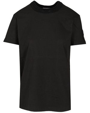 Tシャツ・カットソー Moncler T-SHIRT WITH CROCHET DETAIL Moncler T-shirt With Crochet Detail in Black | Lyst