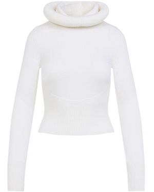 Alaïa Hooded Virgin Wool Pullover-Donna - Bianco