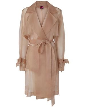 Pinko Cocco Silk Organza Trench - Natural