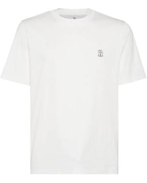 Brunello Cucinelli Printed Logo T-Shirt - White