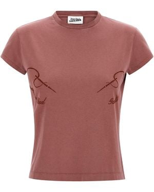Jean Paul Gaultier 'The Needles Embroidered' T-Shirt - Pink