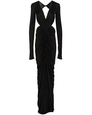 Rick Owens Poppy Cut-out Ruched Gown Dresses Black