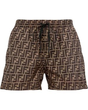 Fendi Tech Fabric With All-Over Ff Pattern Swim Shorts - Multicolour