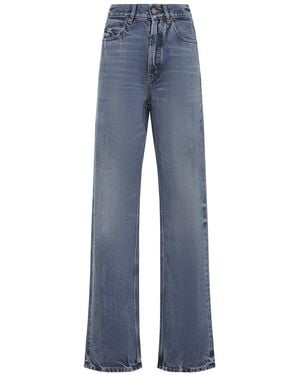 Saint Laurent Cotton V Waist Baggy Jeans-Donna - Blu