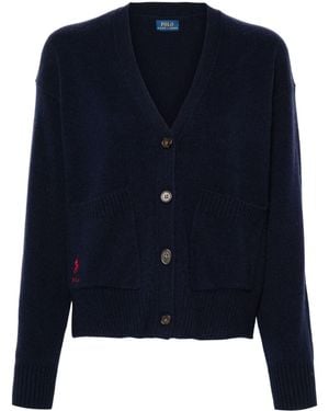 Polo Ralph Lauren Dropped Shoulder Wool Cardigan - Blue