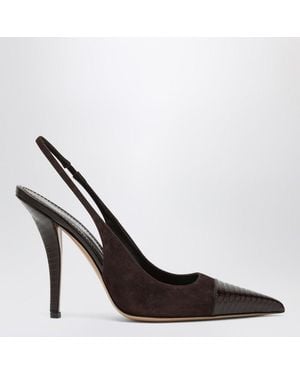 Paris Texas Suede And Leather Slingback - Metallic