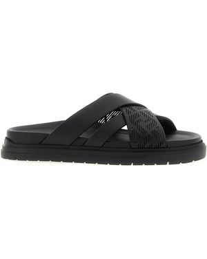 Fendi Crossed Band Slides in Black for Men | Lyst