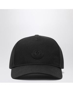 Moncler Baseball Cap With Logo Patch-Uomo - Nero